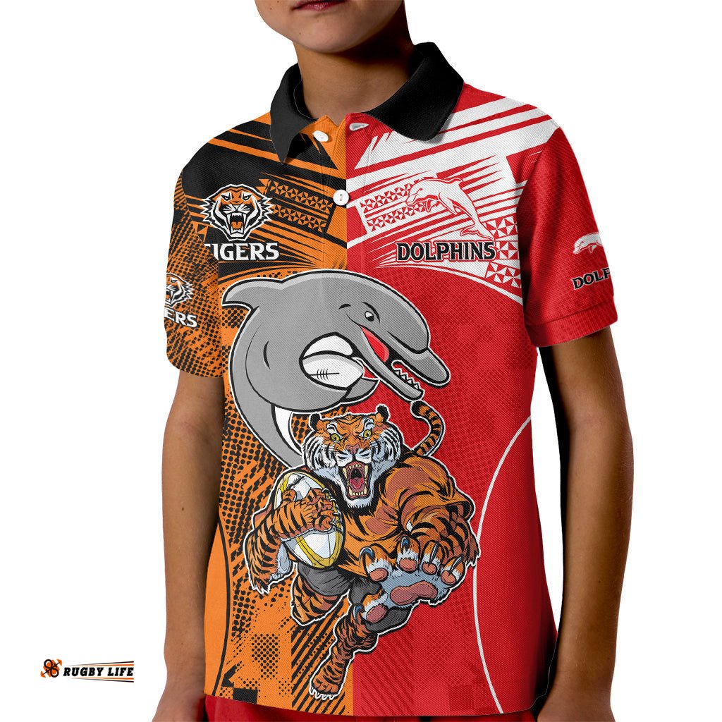 NRL Half Dolphins and Half Tigers Kid Polo Shirt Sporty Style