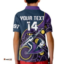 Custom Text And Number Storm Rugby Kid Polo Shirt Est 1997 Indigenous Art