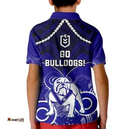 Bulldogs Rugby Kid Polo Shirt Go Doggies Aboriginal Mix Polynesian Pattern