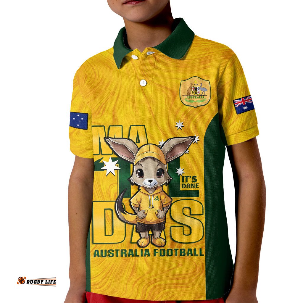 Custom Matildas Kid Polo Shirt Australian Cute Mascot Unique Gold Version