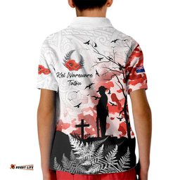 Kei Wareware Tatou New Zealand ANZAC Day Kid Polo Shirt Lest We Forget