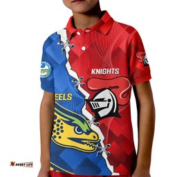 Personalised Eels and Knights Rugby Kid Polo ShirtSporty Version