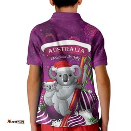 Australia Koala Kid Polo Shirt Christmas In July - Purple