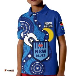 Custom Text And Number Blues Rugby NAIDOCPolo Shirt KID NSW For Our Elders Indigenous Art