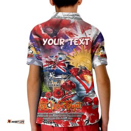 Personalised Australia Rugby Dragons ANZAC Kid Polo Shirt St George Illawarra Scratch Style