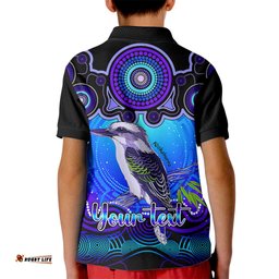 Personalised Australia Sagittarius Kookaburra Zodiac Kid Polo Shirt Auz Astrology Aboriginal - Blue