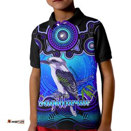 Personalised Australia Sagittarius Kookaburra Zodiac Kid Polo Shirt Auz Astrology Aboriginal - Blue