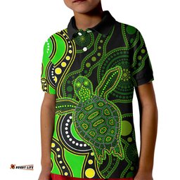 Aboriginal Turtle Kid Polo Shirt Green Style