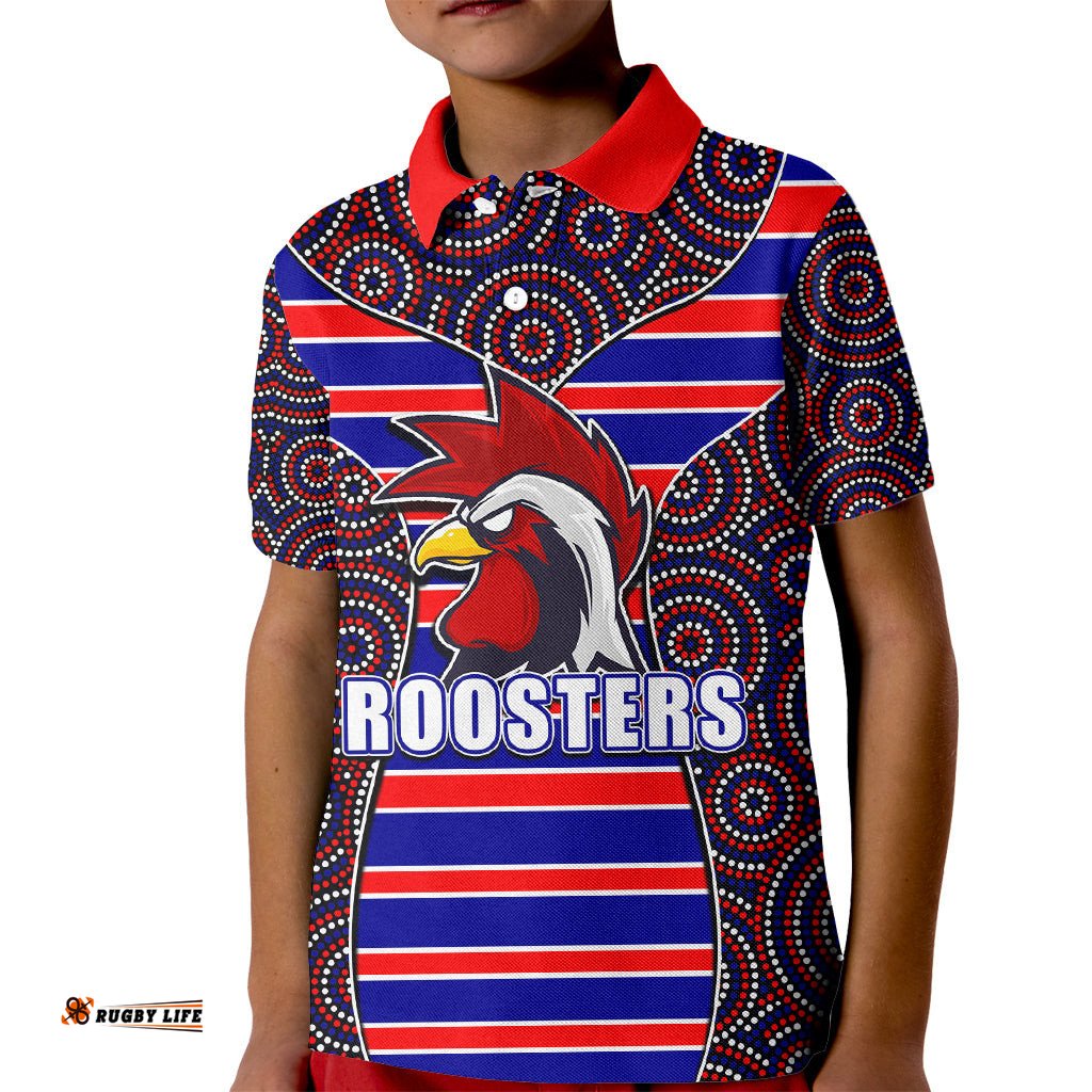 NRL - Rooster Kid Polo Shirt Mix Dot Aboriginal