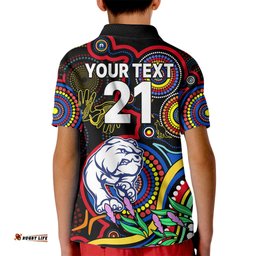 Custom Bulldogs Football Aboriginal Art Kid Polo Shirt NAIDOC Indigenous Tribal