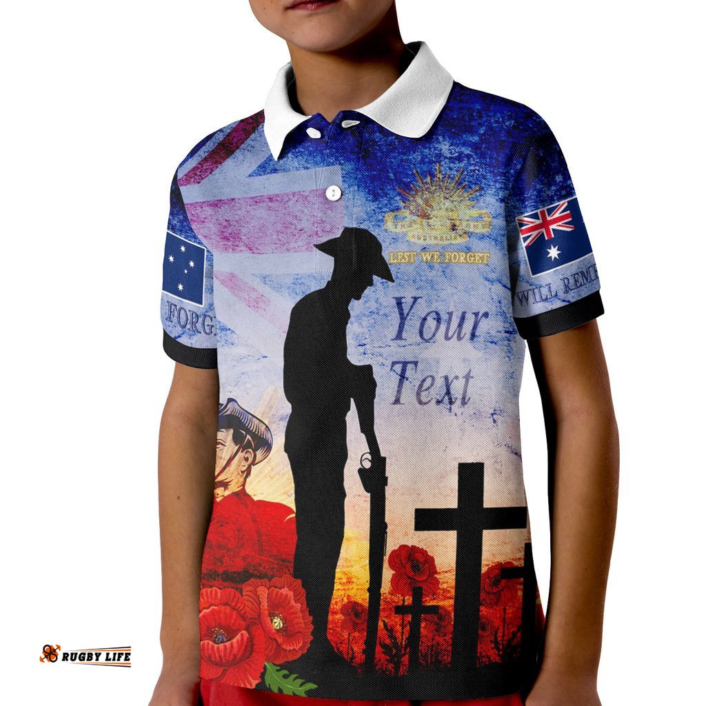 Anzac Day Kid Polo Shirt - Anzac Poppy-