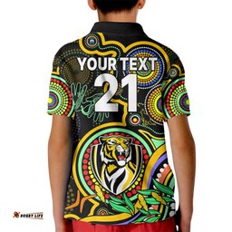 Custom Richmond Football Aboriginal Art Kid Polo Shirt NAIDOC Indigenous Tribal