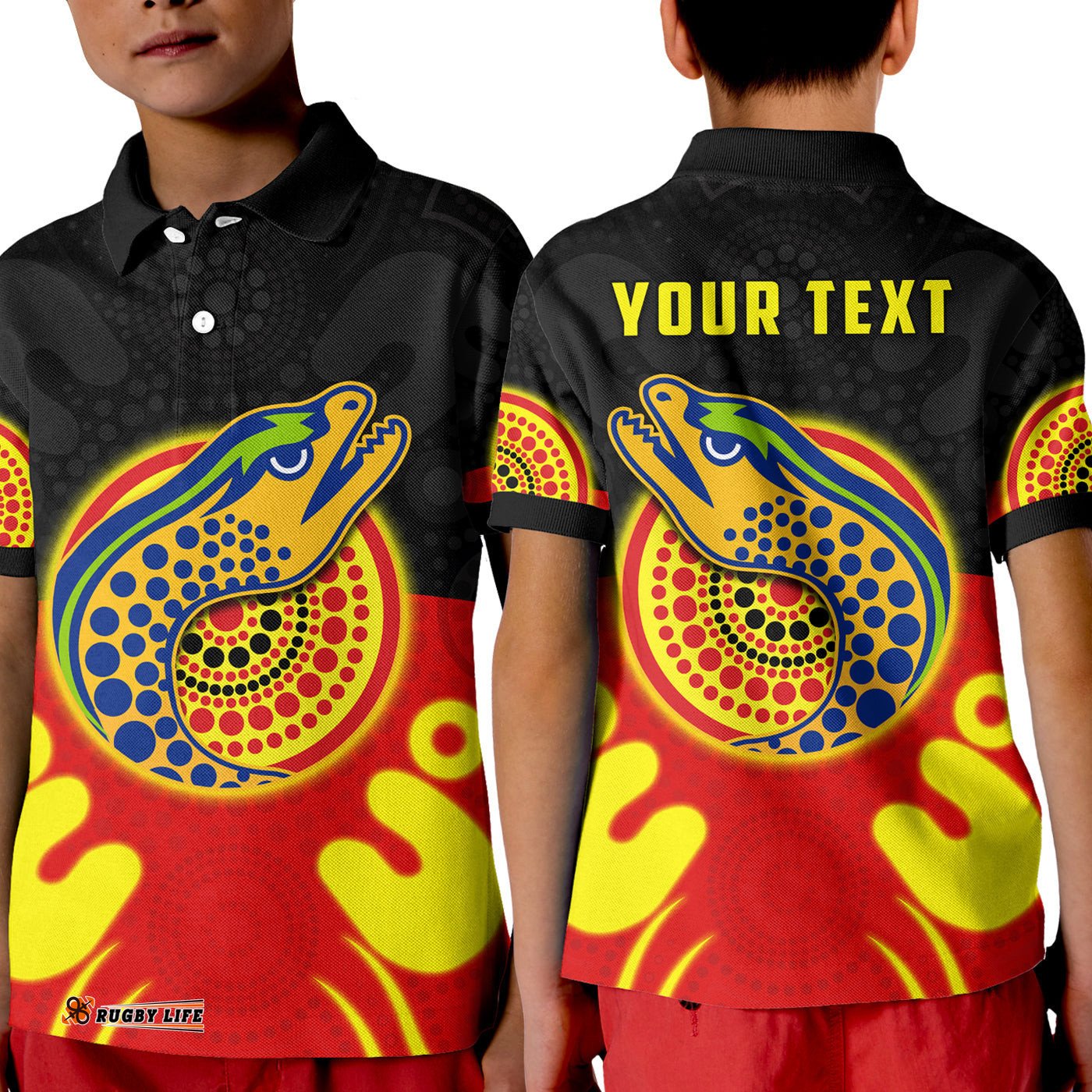Custom Personalised Eels Indigenous Polo Shirt KID Style Aboriginal Flag
