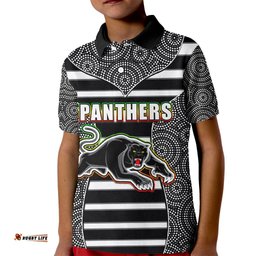 NRL - Panthers Kid Polo Shirt Mix Dot Aboriginal Black Version
