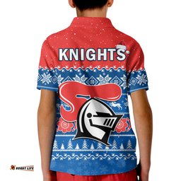 Knights Rugby Polo Shirt KID Indigenous Newcastle Merry Christmas