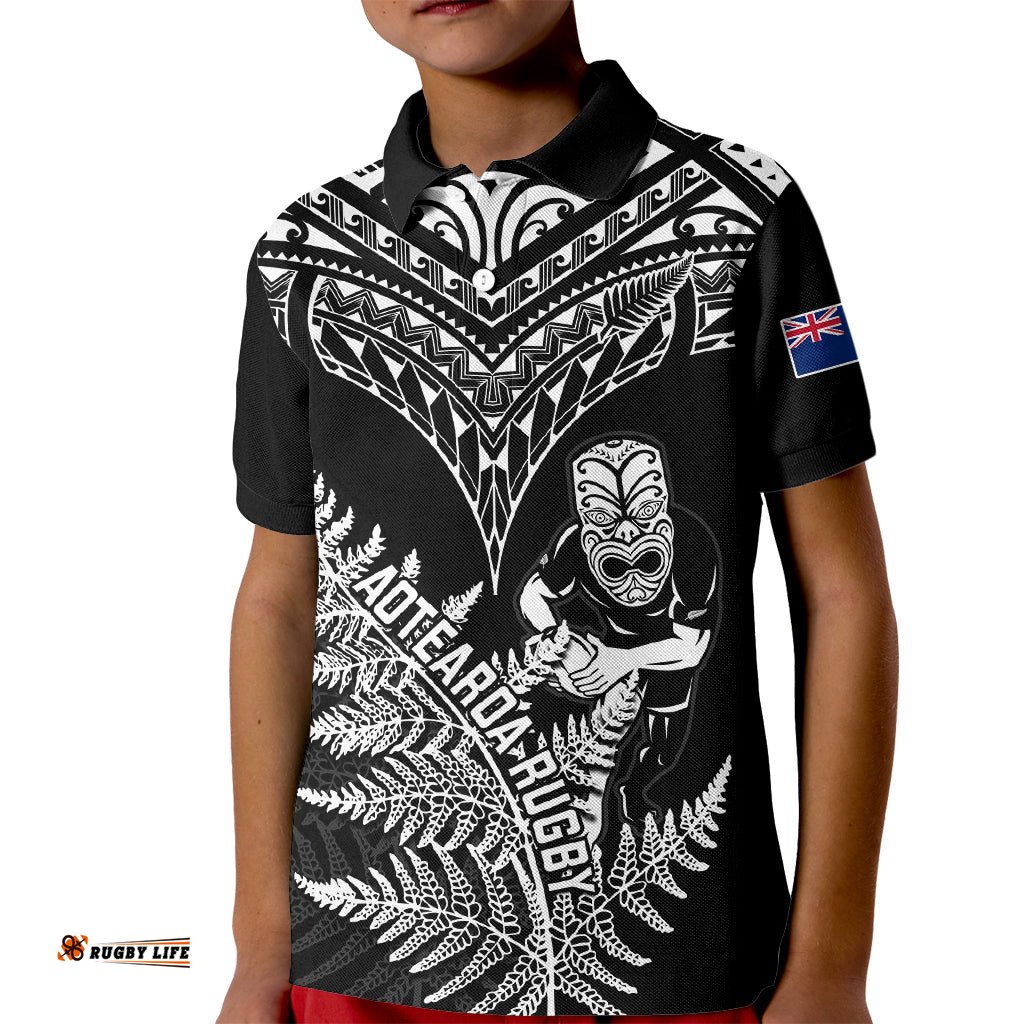 New Zealand Silver Fern Rugby Kid Polo Shirt Go All BlackWorld Cup