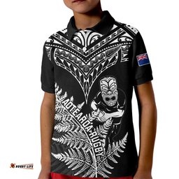 New Zealand Silver Fern Rugby Kid Polo Shirt Go All BlackWorld Cup