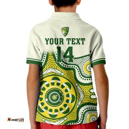 Custom Australia Cricket Kid Polo Shirt Boxing DayTest Indigenous Art