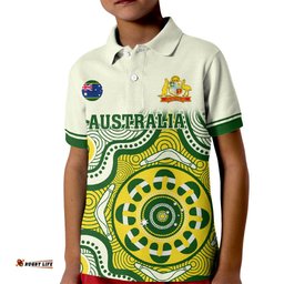Custom Australia Cricket Kid Polo Shirt Boxing DayTest Indigenous Art