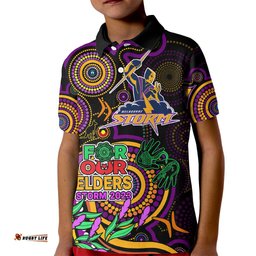 Storm Rugby Aboriginal Art Kid Polo Shirt NAIDOC Indigenous Tribal