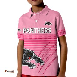 Penrith Panthers Rugby Kid Polo Shirt Authentic Permiers Pink Version-