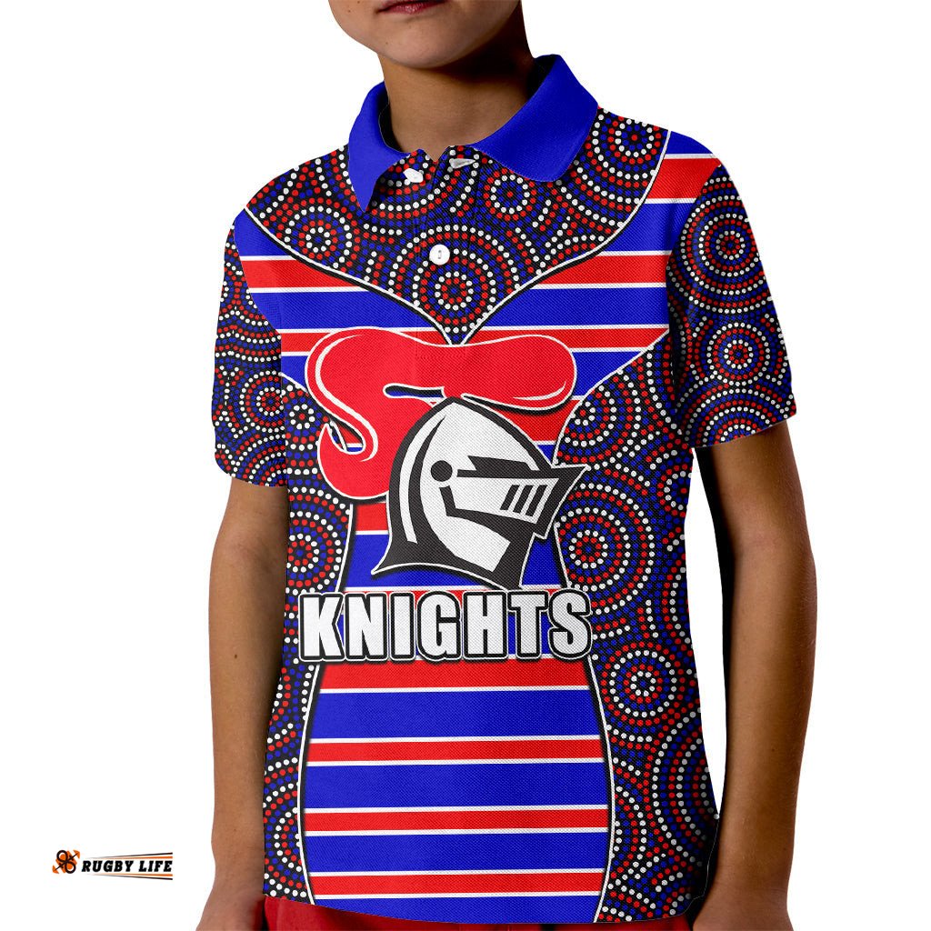 NRL - Knights Kid Polo Shirt Mix Dot Aboriginal