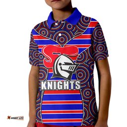NRL - Knights Kid Polo Shirt Mix Dot Aboriginal