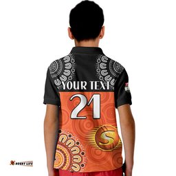 Custom Personalised Perth Scorchers Cricket Kid Polo Shirt Aboriginal Double Boomerang