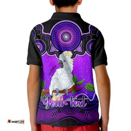 Personalised Australia Libra Cockatoo Zodiac Kid Polo Shirt Auz Astrology Aboriginal - Purple