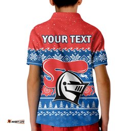 Custom Personalised Knights Rugby Polo Shirt KID Indigenous Newcastle Merry Christmas