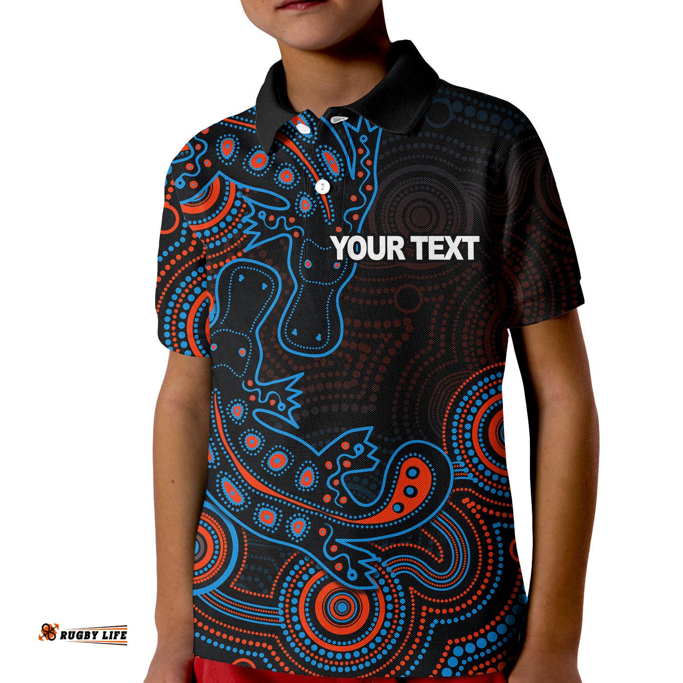 Custom PersonalisedAboriginal Platypus Polo Shirt KID Dot Patterns Style No.4