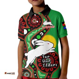 Rabbitohs Rugby NAIDOCPolo Shirt KID For Our Elders Aboriginal