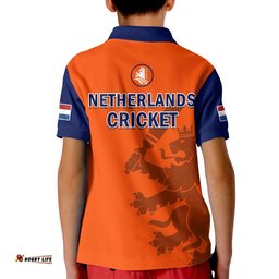 Netherlands Cricket Polo Shirt KID ODI Simple Orange Style