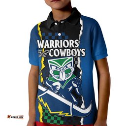 NRL Combine Warriors and Cowboys Kid Polo Shirt