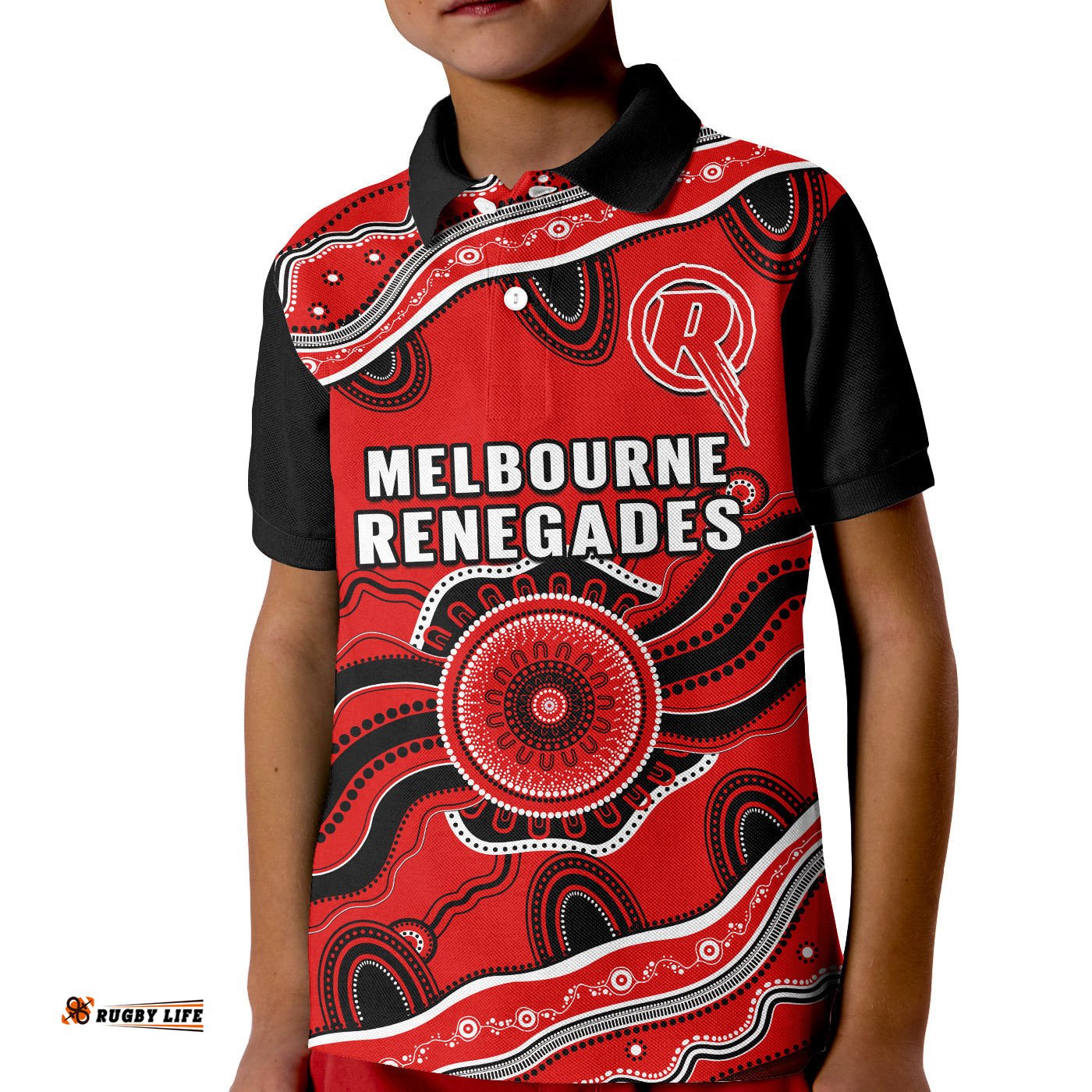 Renegades Cricket Polo Shirt KID Melbourne Aboriginal Painting