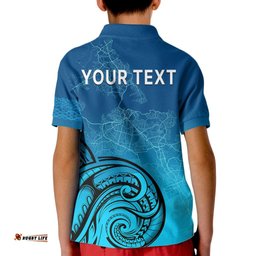 Custom Personalised Auckland New Zealand City Map Kid Polo Shirt