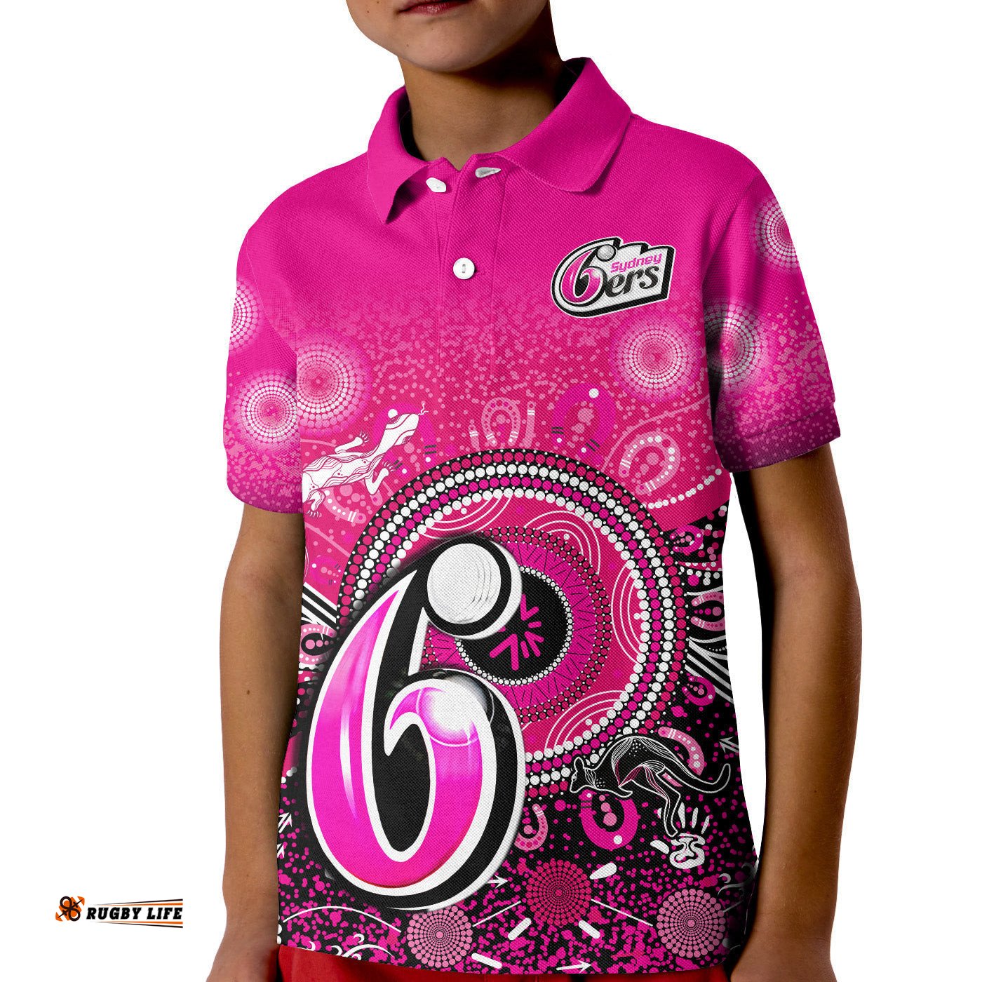 Sydney Sixers Polo Shirt KID Aboriginal Australia Cricket Champion