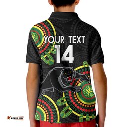 Custom NRL Panthers NAIDOC Week Kid Polo Shirt Keep The Fire Burning Indigenous Art