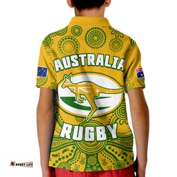 AustraliaRugby Polo Shirt KID Wallabies Aboriginal Yellow Style