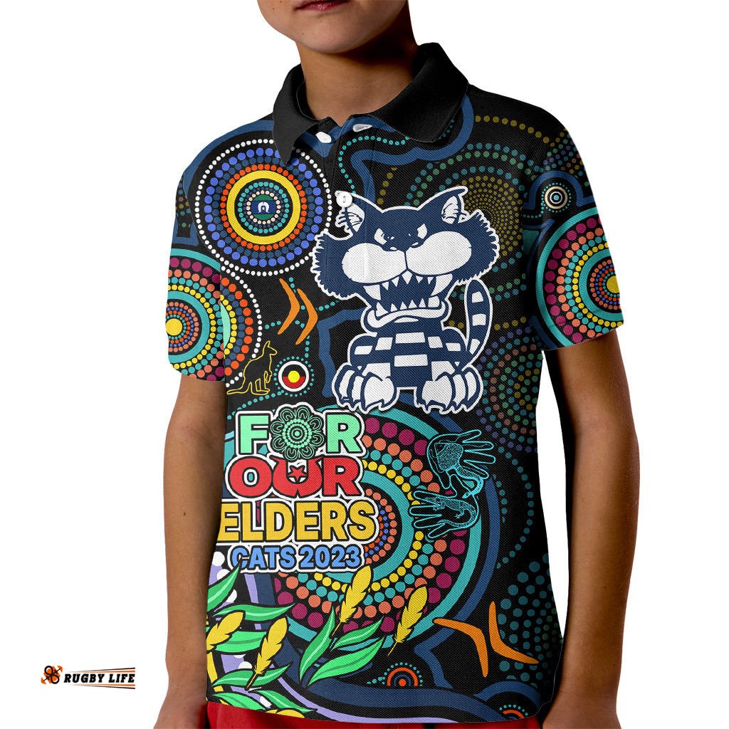 Cats Football Aboriginal Art Kid Polo Shirt NAIDOC Indigenous Tribal