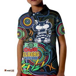 Cats Football Aboriginal Art Kid Polo Shirt NAIDOC Indigenous Tribal