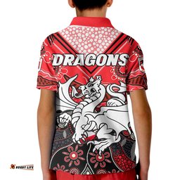 Dragons Rugby Polo Shirt KID Indigenous Pattern Artsy Version
