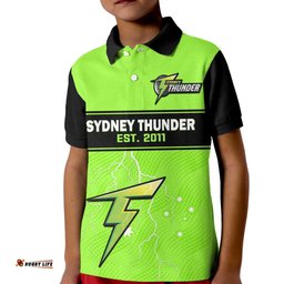 Custom Text And Number Sydney Thunder Cricket Polo Shirt KID Est 2011 Sporty