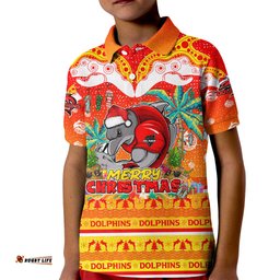 Dolphins Christmas Kid Polo Shirt Merry Xmas NRL Australia Rugby