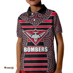 AFL - Bombers Kid Polo Shirt Mix Dot Aboriginal