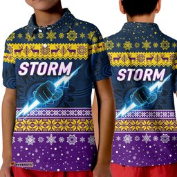 Melbourne Storm Polo Shirt KID Christmas Simple Style - Navy