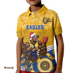 Custom Eagles Football Christmas Kid Polo Shirt Merry XmasMix Aboriginal Art