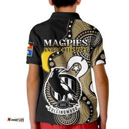 Collingwood Football NAIDOCPolo Shirt KID Magpies For Our Elders Indigenous Art