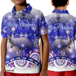 Australia Emu Christmas Polo Shirt KID Original Style - Blue