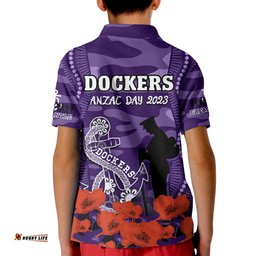 Dockers Football ANZACPolo Shirt KID Aboriginal Mix Poppy Camouflage